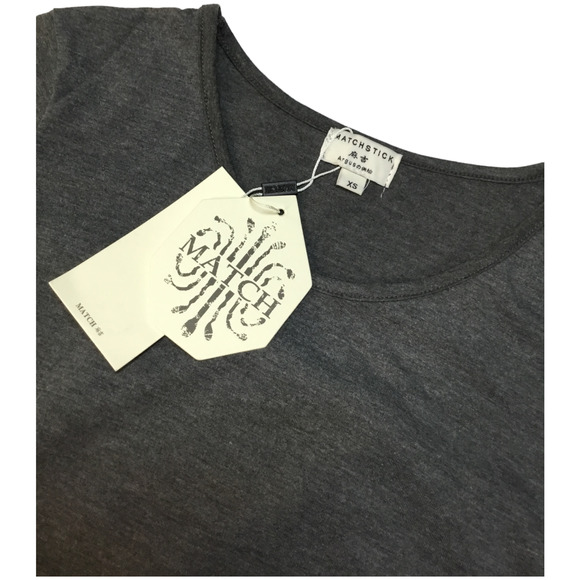 New Match Stick Lace Bottom Long Sleeve Holiday Mini Dress Charcoal Gray XS - Picture 6 of 8